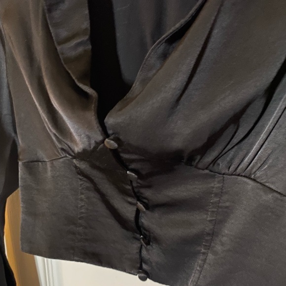 Zara black cropped long sleeve blouse - Picture 3 of 4